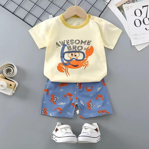 Kids Half Sleeve Cool Casual Cotton T-shirt & Shorts Clothing Set