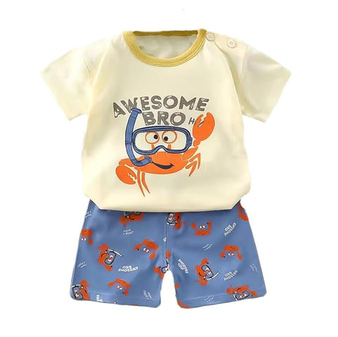 Kids Half Sleeve Cool Casual Cotton T-shirt & Shorts Clothing Set