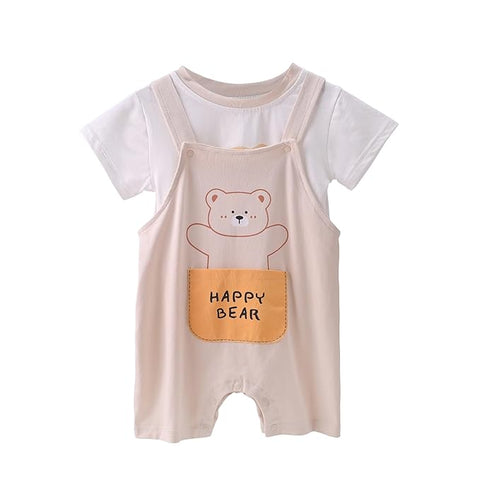 Kids Happy Bear T-Shirt & Dungaree Set