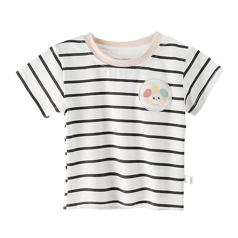 Kids Striped T-Shirt with Tie & Dungaree Shorts