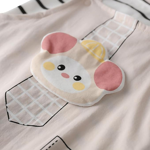 Kids Striped T-Shirt with Tie & Dungaree Shorts
