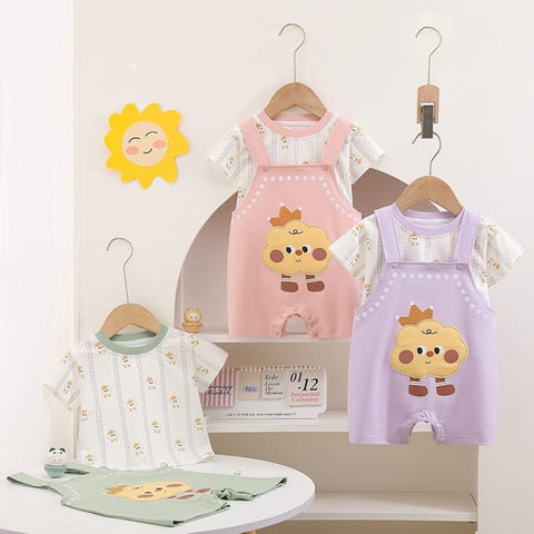Kids Happy Cloud T-Shirt & Dungaree Set