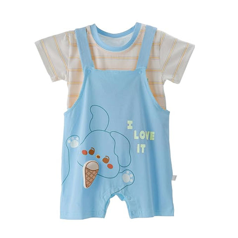 Kids Cartoon Ice-cream T-Shirt & Dungaree Shorts