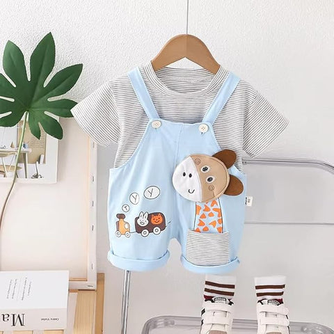 Kids Giraffe T-Shirt & Dungaree Shorts