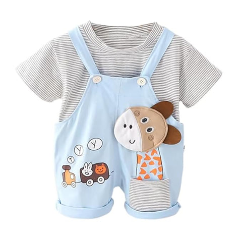 Kids Giraffe T-Shirt & Dungaree Shorts