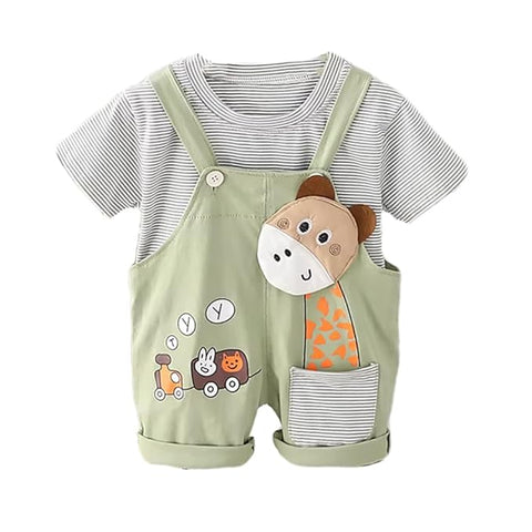 Kids Giraffe T-Shirt & Dungaree Shorts