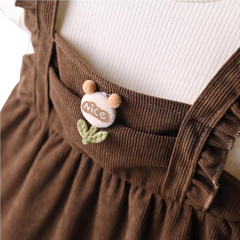 Girl's Corduroy Long Sleeve Pinafore Dress