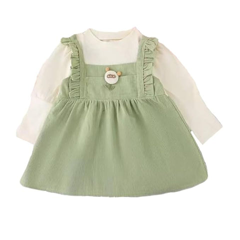 Girl's Corduroy Long Sleeve Pinafore Dress