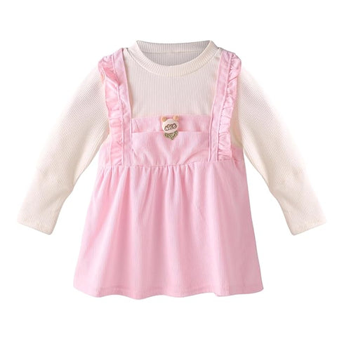 Girl's Corduroy Long Sleeve Pinafore Dress