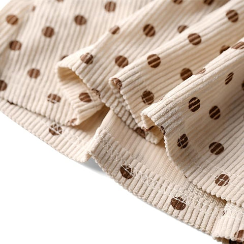 Girl's Polka Dot Corduroy Long Sleeve Pinafore Dress