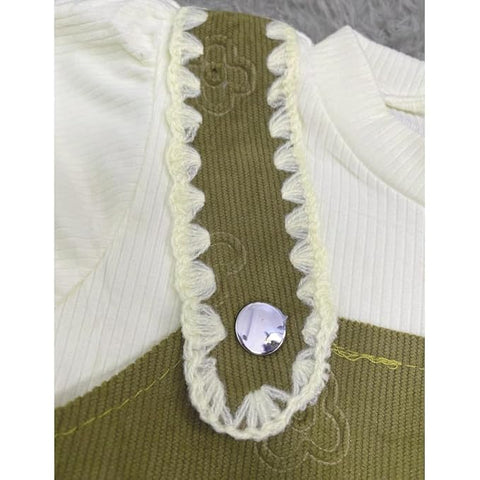 Girl's Lace Trim Pinafore Dress