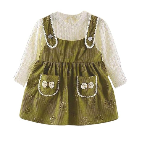Girl's Lace Trim Pinafore Dress