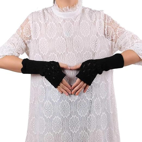 Women Cute Knitted Woollen Warm Comfortable Fingerless Gloves