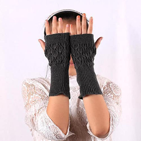 Women Cute Knitted Woollen Warm Comfortable Fingerless Gloves