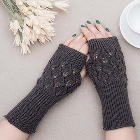 Women Cute Knitted Woollen Warm Comfortable Fingerless Gloves