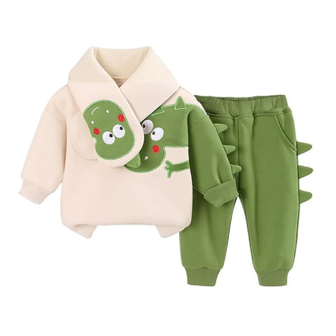 Kids Fleece Lined Winter Sweatshirt, Joggers & Muffler Set