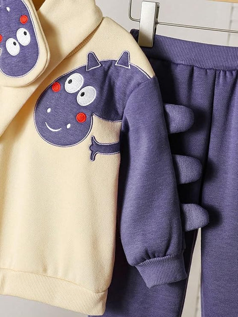 Kids Fleece Lined Winter Sweatshirt, Joggers & Muffler Set