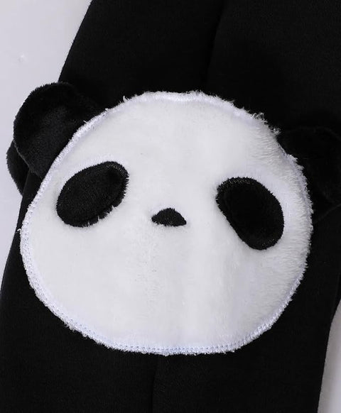 Kids Fleece Lined Panda Print Winter Sweatshirt, Joggers & Muffler Set
