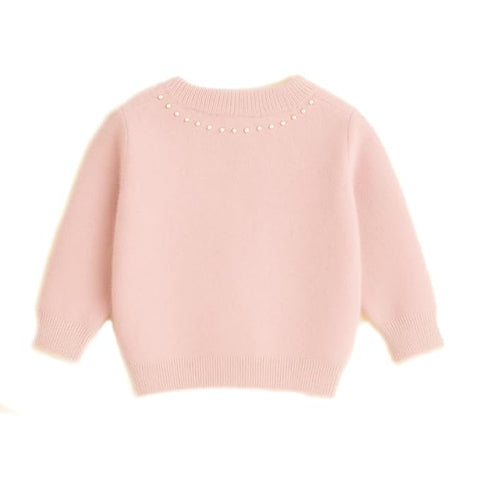 Girls Soft Knit Winter Cardigan Sweater with Pearl Buttons