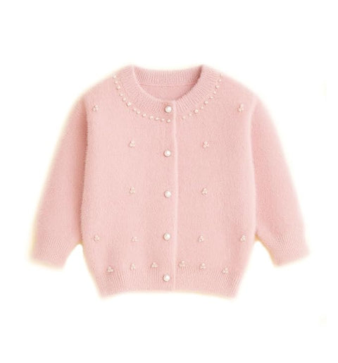 Girls Soft Knit Winter Cardigan Sweater with Pearl Buttons