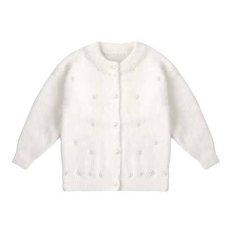 Girls Soft Knit Winter Cardigan Sweater with Pearl Buttons