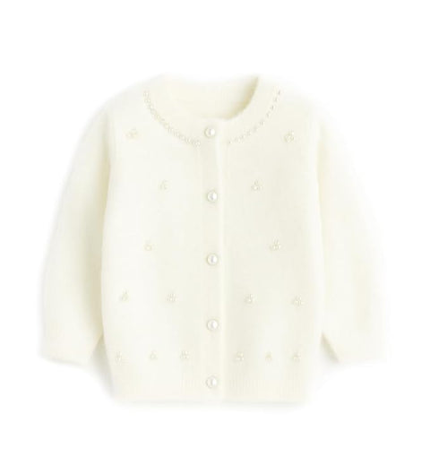 Girls Soft Knit Winter Cardigan Sweater with Pearl Buttons