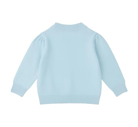 Girls Winter Warm Wool Flower Embroidery Cardigan Sweater