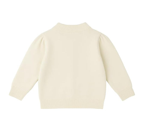 Girls Winter Warm Wool Flower Embroidery Cardigan Sweater