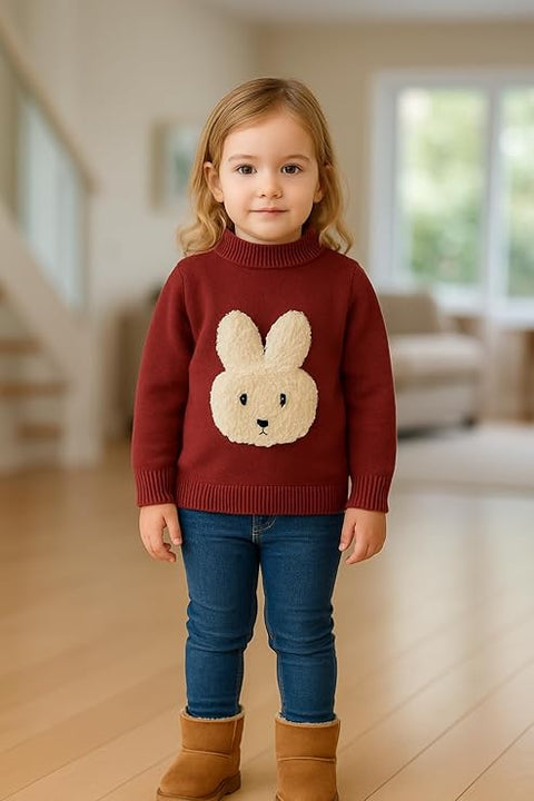 Kids Cute Bunny Soft Knit Winter Woolen Sweater Pullover