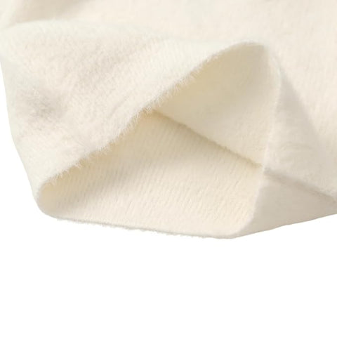 Girls Woolen Pearl Bow Design Party Sweater with Embellished Neckline