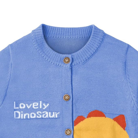 Kids Warm Wool Winter Front Open Dinosaur Cardigan Sweater