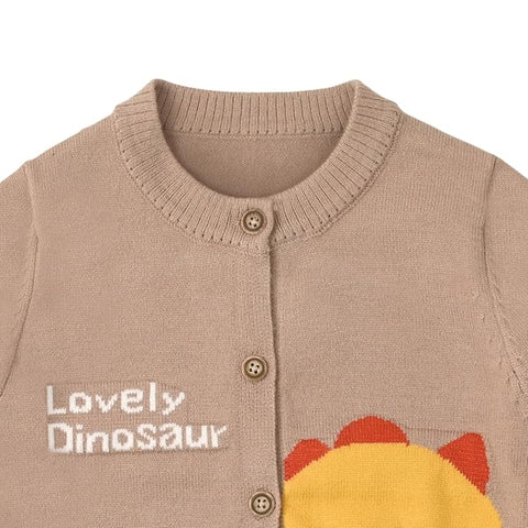 Kids Warm Wool Winter Front Open Dinosaur Cardigan Sweater