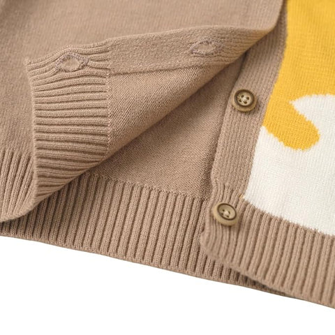 Kids Warm Wool Winter Front Open Dinosaur Cardigan Sweater