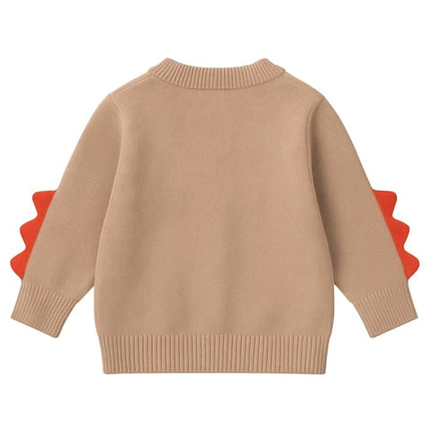 Kids Warm Wool Winter Front Open Dinosaur Cardigan Sweater