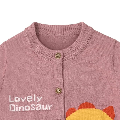 Kids Warm Wool Winter Front Open Dinosaur Cardigan Sweater