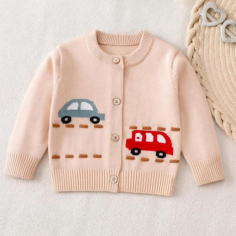 Knitted Car Cardigan Sweater for Infant Toddler Baby Boys n Girls