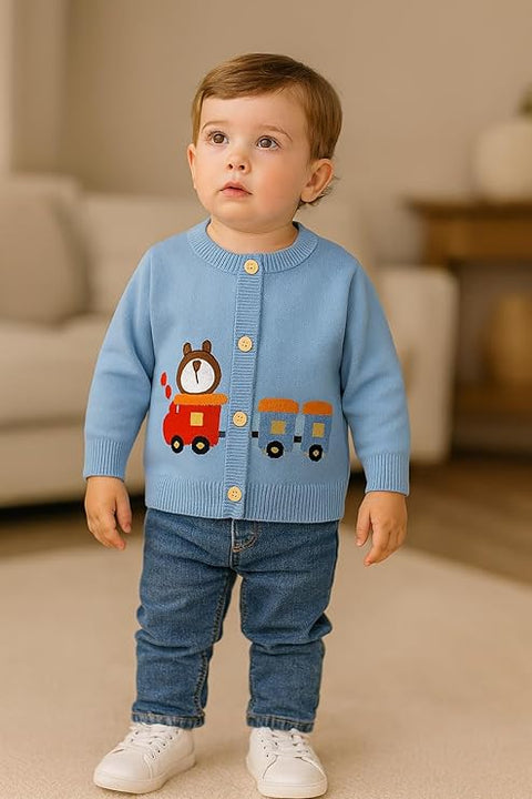 Knitted Car Cardigan Sweater for Infant Toddler Baby Boys n Girls