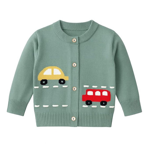 Knitted Car Cardigan Sweater for Infant Toddler Baby Boys n Girls