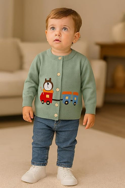 Knitted Car Cardigan Sweater for Infant Toddler Baby Boys n Girls