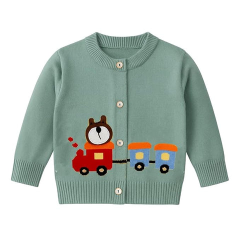 Knitted Car Cardigan Sweater for Infant Toddler Baby Boys n Girls