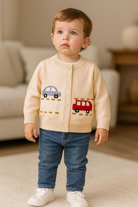Knitted Car Cardigan Sweater for Infant Toddler Baby Boys n Girls