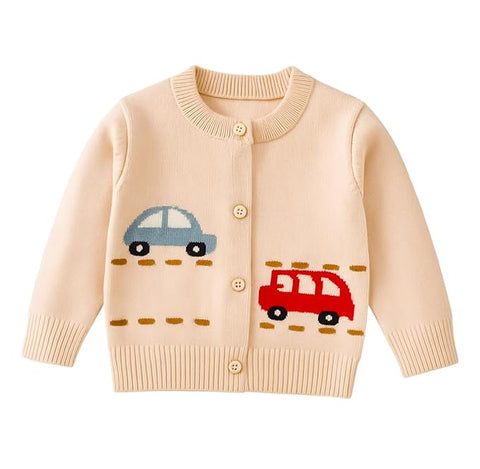 Knitted Car Cardigan Sweater for Infant Toddler Baby Boys n Girls