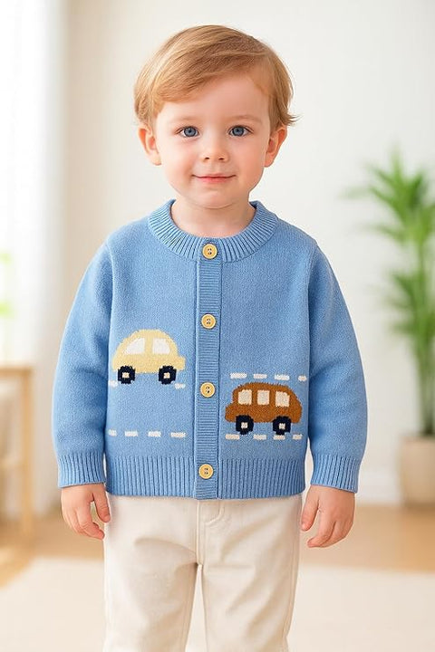 Knitted Car Cardigan Sweater for Infant Toddler Baby Boys n Girls