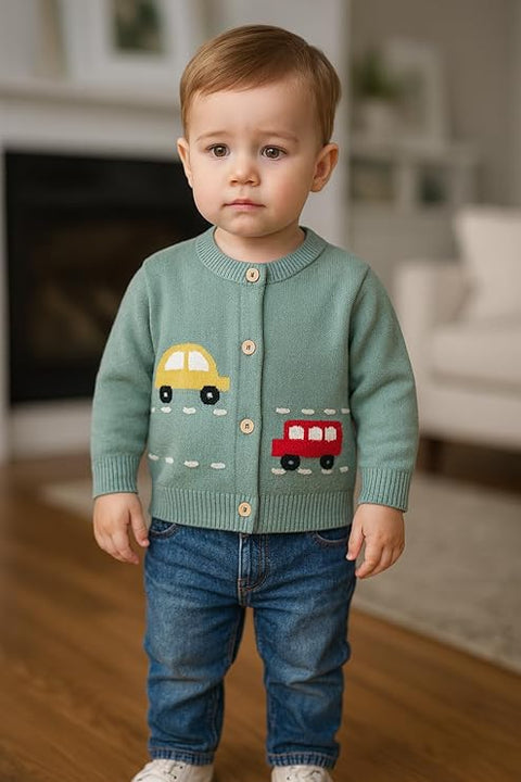 Knitted Car Cardigan Sweater for Infant Toddler Baby Boys n Girls