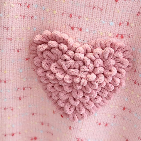 Girls Winter Woollen Knit 3D Heart Girl Party Sweater Pullover