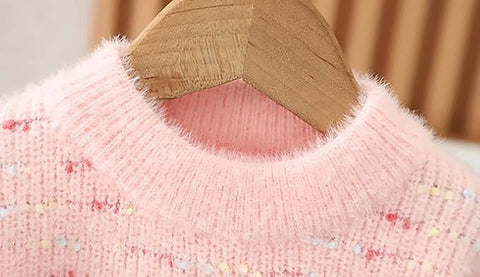 Girls Winter Woollen Knit 3D Heart Girl Party Sweater Pullover