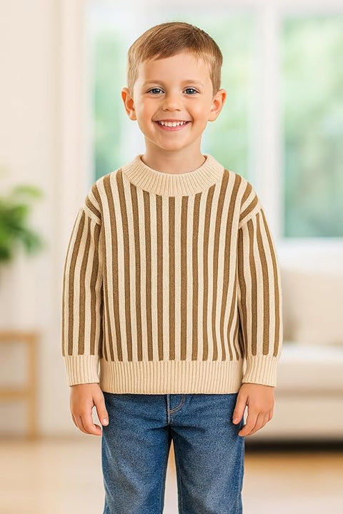 Kids Winter Warm Woollen Striped Knit Pullover Sweater