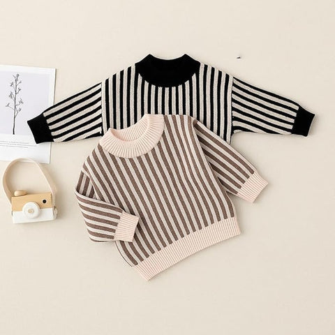 Kids Winter Warm Woollen Striped Knit Pullover Sweater