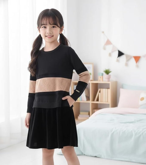 Full Sleeve Woolen Warm Dress for Infant Toddler Baby Girls