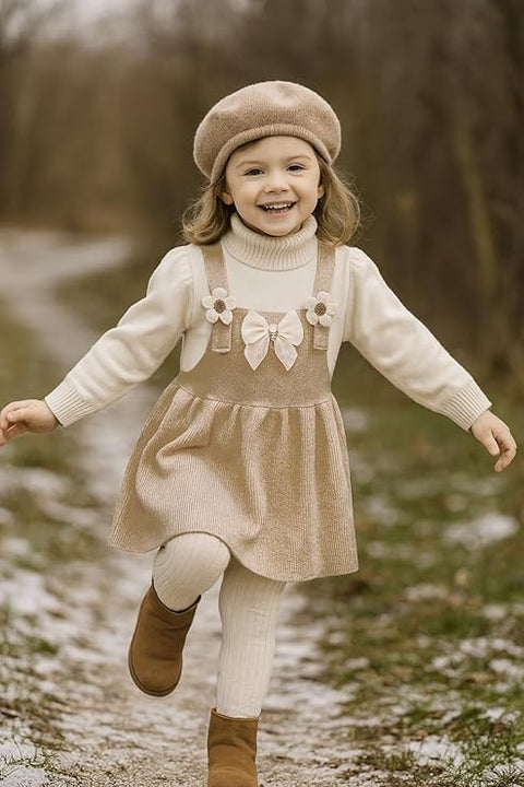 Girls Warm Winter Pinafore Woolen Dress Frock